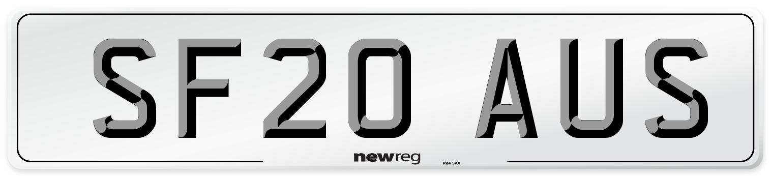 SF20 AUS Number Plate from New Reg